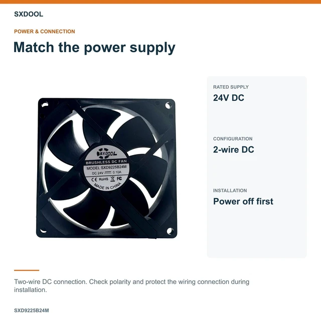 Alt view image 3 of 7 - SXDOOL SXD9225B24M Potted DC Cooling Fan, 92 x 92 x 25 mm, 24V DC