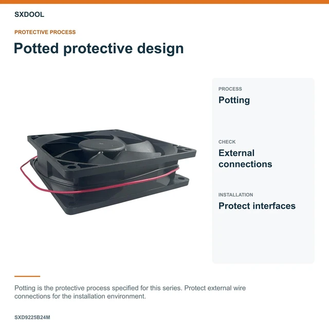 Alt view image 4 of 7 - SXDOOL SXD9225B24M Potted DC Cooling Fan, 92 x 92 x 25 mm, 24V DC