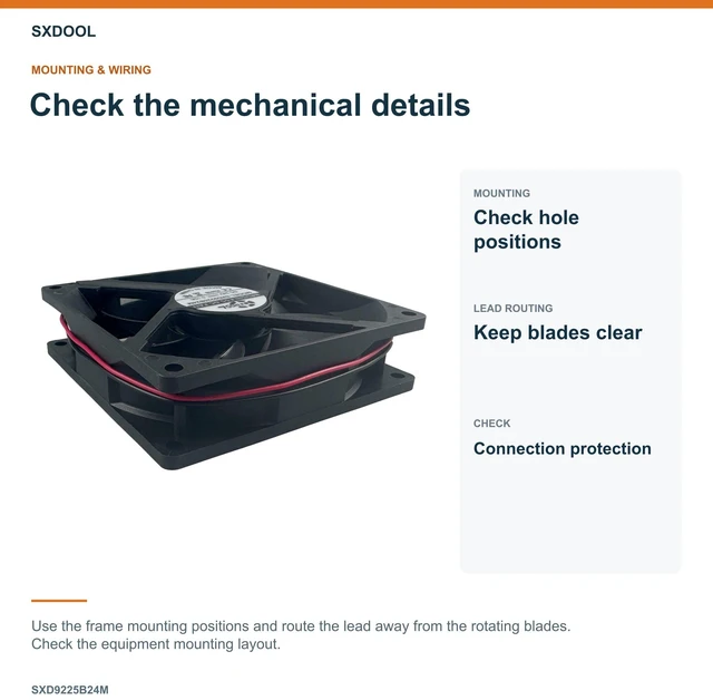 Alt view image 5 of 7 - SXDOOL SXD9225B24M Potted DC Cooling Fan, 92 x 92 x 25 mm, 24V DC