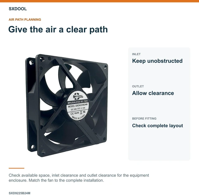 Alt view image 6 of 7 - SXDOOL SXD9225B24M Potted DC Cooling Fan, 92 x 92 x 25 mm, 24V DC