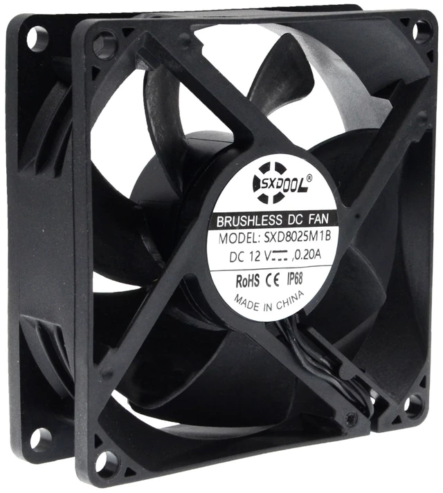 Main image of SXDOOL SXD8025M1B Coated DC Cooling Fan, 80 x 80 x 25 mm, 12V DC