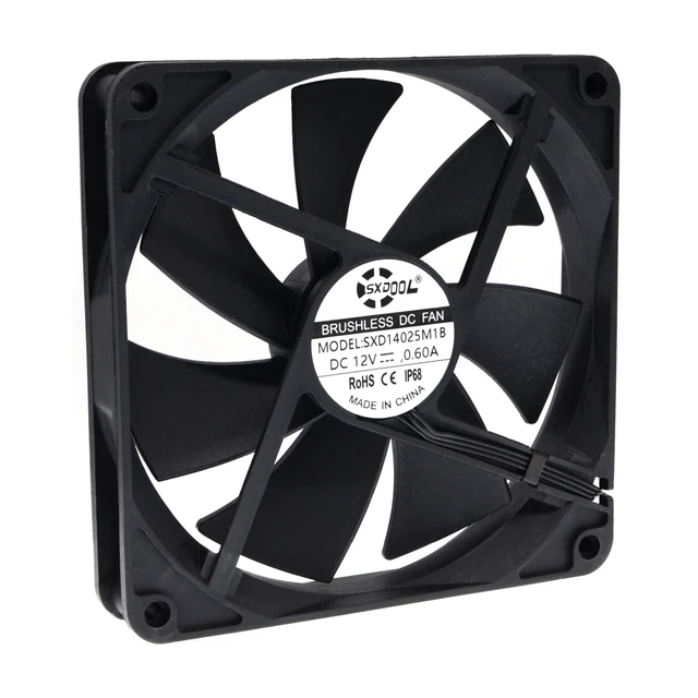 Alt view image 8 of 14 - 140mm 14cm Computer Case Cooling Fan PC Waterproof Dustproof,2900RPM 140X140X25mm Dual Ball 12V,High Speed IP68 Cooler SXDOOL SXD14025M1B