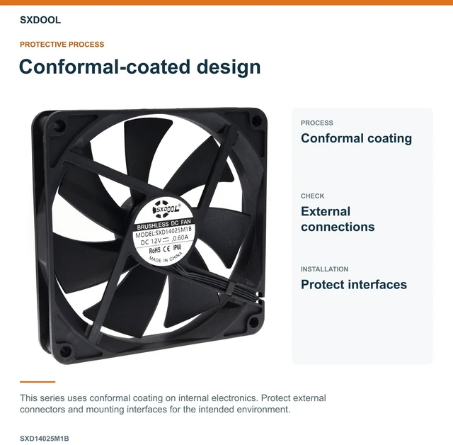 Alt view image 11 of 14 - 140mm 14cm Computer Case Cooling Fan PC Waterproof Dustproof,2900RPM 140X140X25mm Dual Ball 12V,High Speed IP68 Cooler SXDOOL SXD14025M1B
