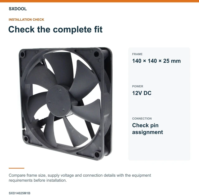 Alt view image 14 of 14 - 140mm 14cm Computer Case Cooling Fan PC Waterproof Dustproof,2900RPM 140X140X25mm Dual Ball 12V,High Speed IP68 Cooler SXDOOL SXD14025M1B