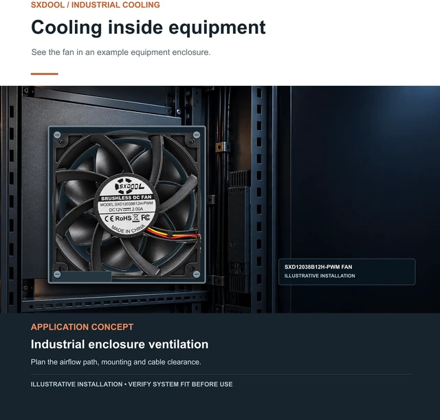Alt view image 7 of 7 - SXDOOL SXD12038B12H-PWM Industrial Cooling Fan 120x120x38mm 12V DC 2.00A Dual Ball Bearing PWM FG