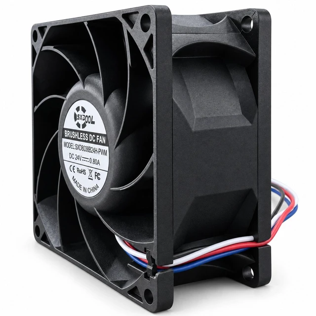 Alt view image 5 of 7 - SXDOOL SXD8038B24H-PWM 8038 24V 0.80A DC Fan, 10000 RPM, Dual Ball Bearing, PWM and FG, 4-Wire 300mm Leads