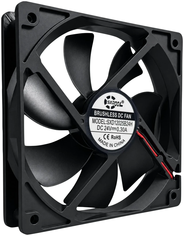 Main image of SXDOOL SXD12025B24H 120mm 24V DC Cooling Fan, 120 x 120 x 25mm, Dual Ball Bearing, 2-Pin, 101.35 CFM