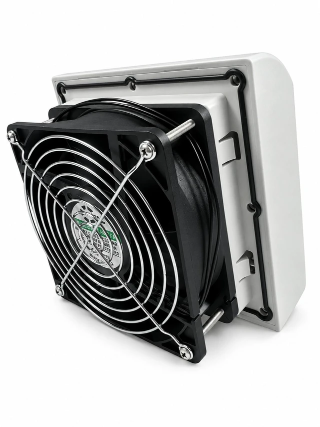 Alt view image 2 of 7 - SXDOOL 120mm EC Electrical Enclosure Fan Kit, 110-240V AC, Rain Hood, 0-60 C Thermostat, 1.5m US Power Cord