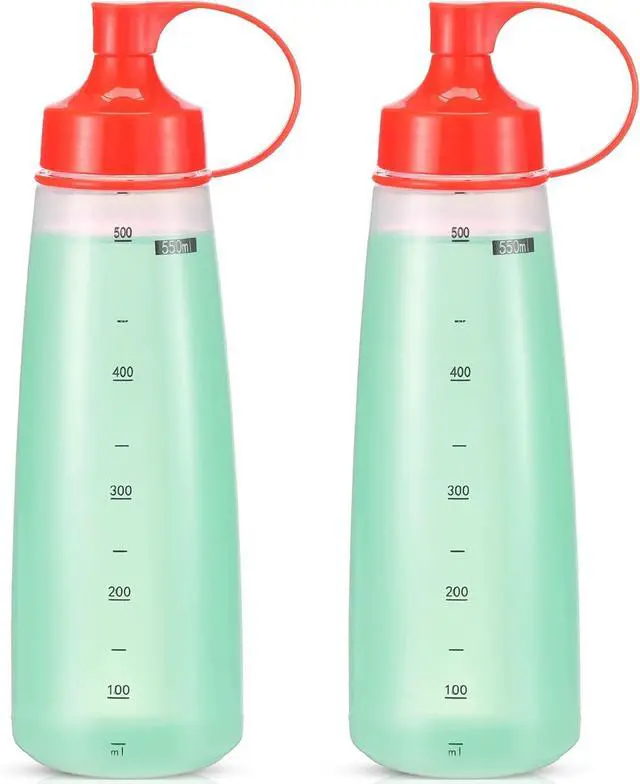 Main image of Squeeze Bottles Wide Mouth - Pack of 2 Condiment Bottle Squeeze BPA free for Chunky Sauces, Resin, Crafts, Condiment Squeeze Bottles 550 ml/19 oz. (Red)