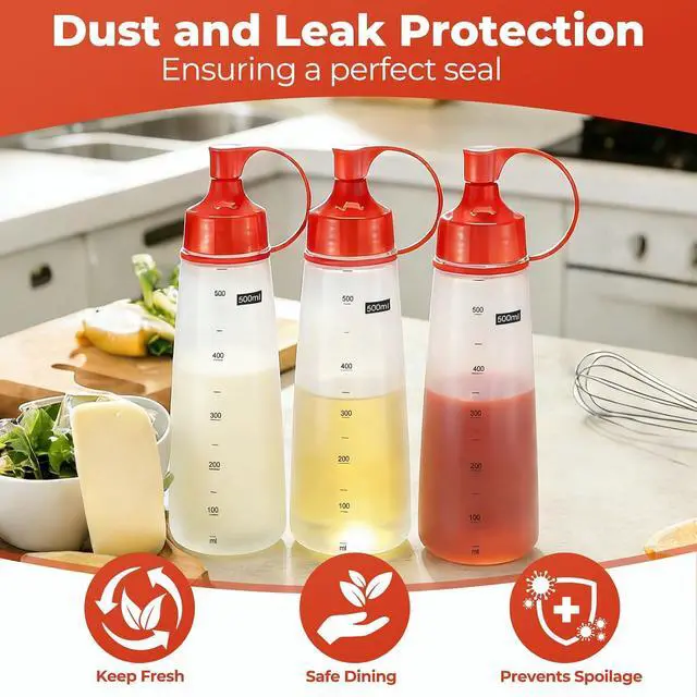 Alt view image 6 of 7 - Squeeze Bottles Wide Mouth - Pack of 2 Condiment Bottle Squeeze BPA free for Chunky Sauces, Resin, Crafts, Condiment Squeeze Bottles 550 ml/19 oz. (Red)