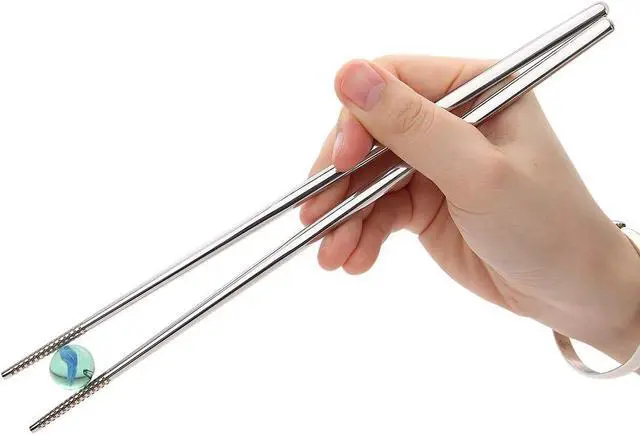 Alt view image 2 of 7 - DEVICO 5 Pairs Chopsticks Reusable, 18/10 Stainless Steel Metal Chopsticks