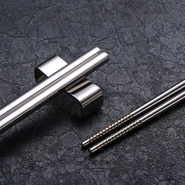Alt view image 5 of 7 - DEVICO 5 Pairs Chopsticks Reusable, 18/10 Stainless Steel Metal Chopsticks