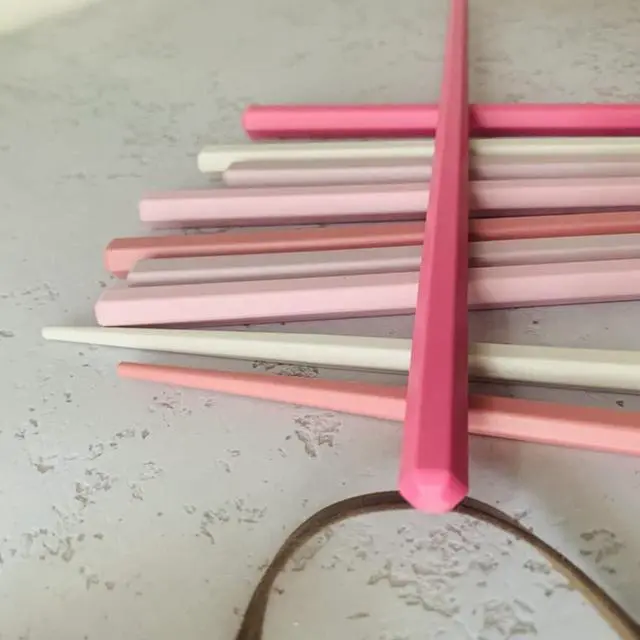 Alt view image 2 of 5 - 5 Pairs Pink Reusable Fiberglass Chopsticks Set, Non-Slip,Cute Colorful