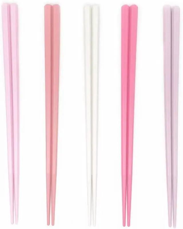 Main image of 5 Pairs Pink Reusable Fiberglass Chopsticks Set, Non-Slip,Cute Colorful