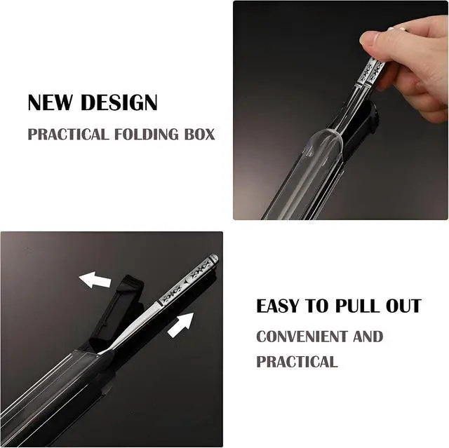 Alt view image 4 of 7 - Metal Chopsticks With Case,18/8 Stainless Steel,Reusable 1 Pair,Silvery