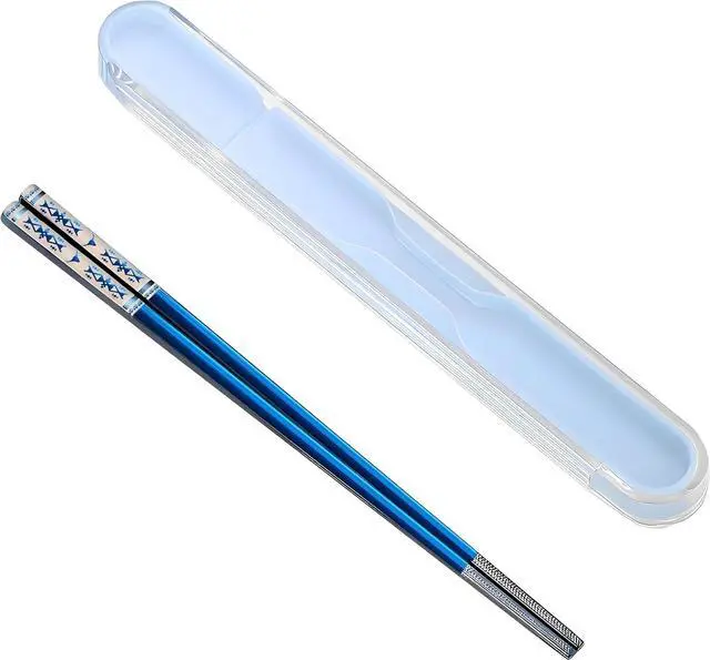 Main image of Metal Chopsticks Reusable 1 Pair Stainless Steel Portable Chop Sticks Blue