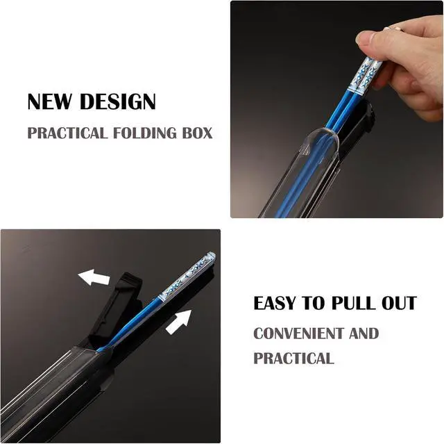 Alt view image 4 of 7 - Metal Chopsticks Reusable 1 Pair Stainless Steel Portable Chop Sticks Blue