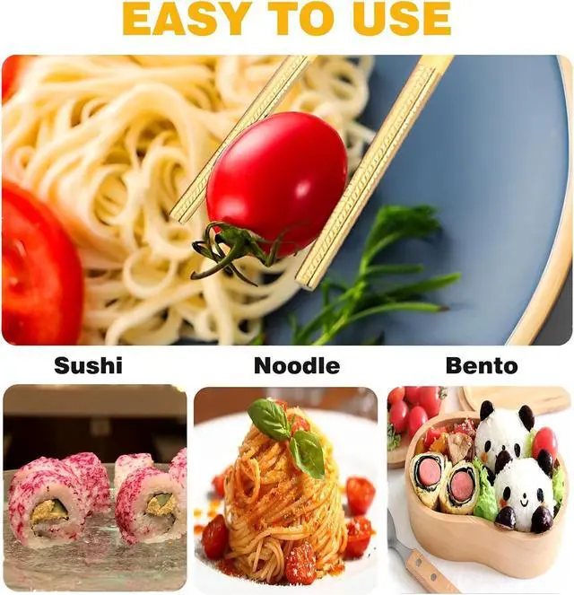 Alt view image 7 of 7 - Stainless Steel Chopsticks for Travel With Case Golden 1 Pair Boho Style