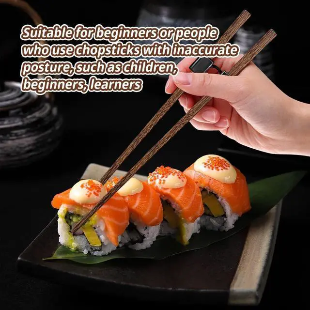 Alt view image 2 of 7 - LYART 5 Pairs Reusable Training Chopsticks Beginners for Kids Adults Learners, Japanese Wooden Chopsticks Trainers Set, Dishwasher Safe, L8.86Inch (4.Wenge)