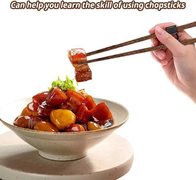 Alt view image 3 of 7 - LYART 5 Pairs Reusable Training Chopsticks Beginners for Kids Adults Learners, Japanese Wooden Chopsticks Trainers Set, Dishwasher Safe, L8.86Inch (4.Wenge)