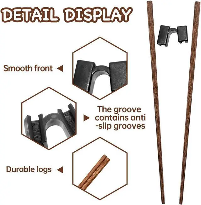 Alt view image 5 of 7 - LYART 5 Pairs Reusable Training Chopsticks Beginners for Kids Adults Learners, Japanese Wooden Chopsticks Trainers Set, Dishwasher Safe, L8.86Inch (4.Wenge)