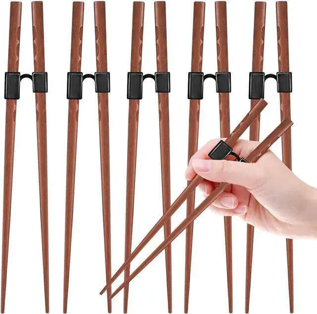 Main image of LYART 5 Pairs Reusable Training Chopsticks Beginners for Kids Adults Learners, Japanese Wooden Chopsticks Trainers Set, Dishwasher Safe, L8.86Inch (2.Tortoiseshell)
