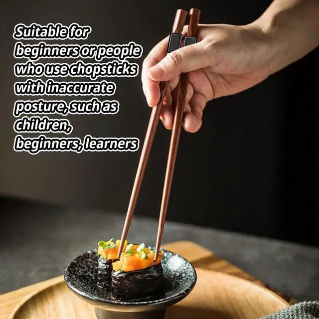 Alt view image 3 of 7 - LYART 5 Pairs Reusable Training Chopsticks Beginners for Kids Adults Learners, Japanese Wooden Chopsticks Trainers Set, Dishwasher Safe, L8.86Inch (2.Tortoiseshell)