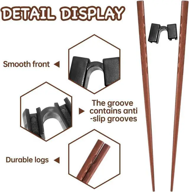 Alt view image 7 of 7 - LYART 5 Pairs Reusable Training Chopsticks Beginners for Kids Adults Learners, Japanese Wooden Chopsticks Trainers Set, Dishwasher Safe, L8.86Inch (2.Tortoiseshell)