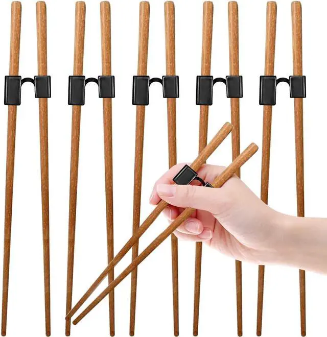 Main image of LYART 5 Pairs Reusable Training Chopsticks Beginners for Kids Adults Learners, Japanese Wooden Chopsticks Trainers Set, Dishwasher Safe, L8.86Inch (3.Rosewood)
