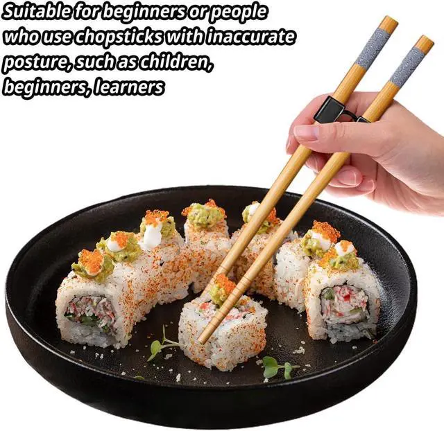 Alt view image 2 of 6 - LYART 5 Pairs Reusable Training Chopsticks Beginners for Kids Adults Learners, Japanese Wooden Chopsticks Trainers Set, Dishwasher Safe, L8.86Inch (5.Simplicity print)