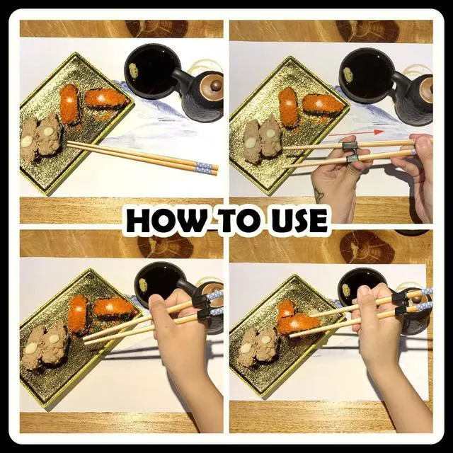 Alt view image 4 of 6 - LYART 5 Pairs Reusable Training Chopsticks Beginners for Kids Adults Learners, Japanese Wooden Chopsticks Trainers Set, Dishwasher Safe, L8.86Inch (5.Simplicity print)