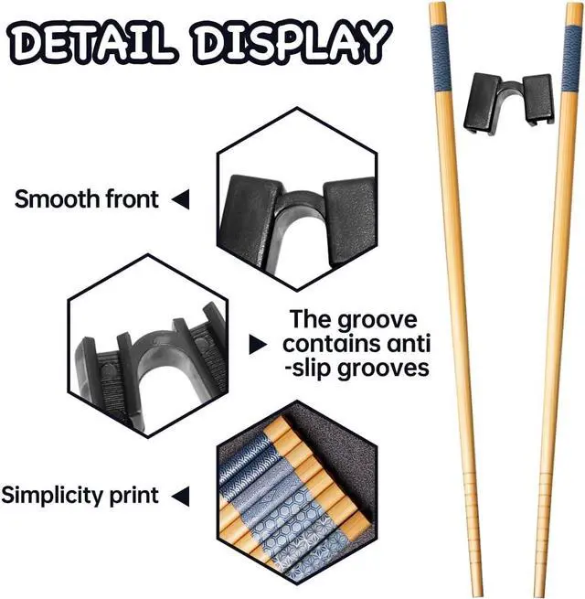 Alt view image 6 of 6 - LYART 5 Pairs Reusable Training Chopsticks Beginners for Kids Adults Learners, Japanese Wooden Chopsticks Trainers Set, Dishwasher Safe, L8.86Inch (5.Simplicity print)
