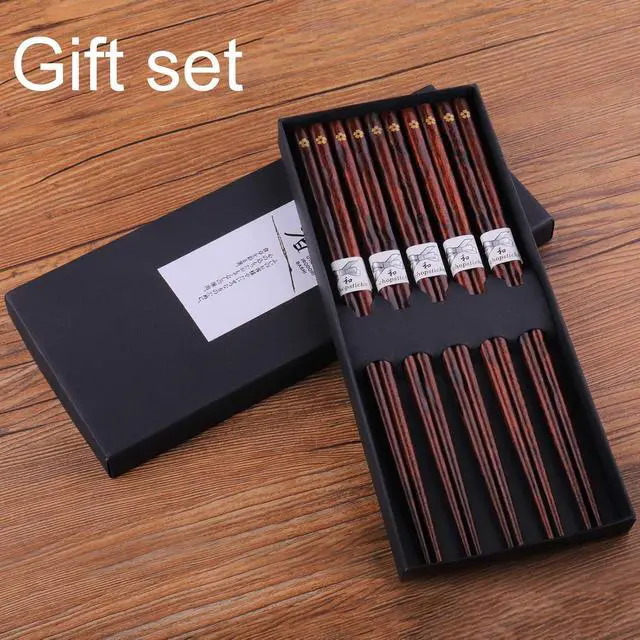 Alt view image 7 of 7 - GLAMFIELDS Reusable Chopsticks Japanese Natural Wooden Classic Style 5 Pairs Lightweight Hand-Carved Safe Chop Sticks 8.8 Inch/22.5cm Gift Set