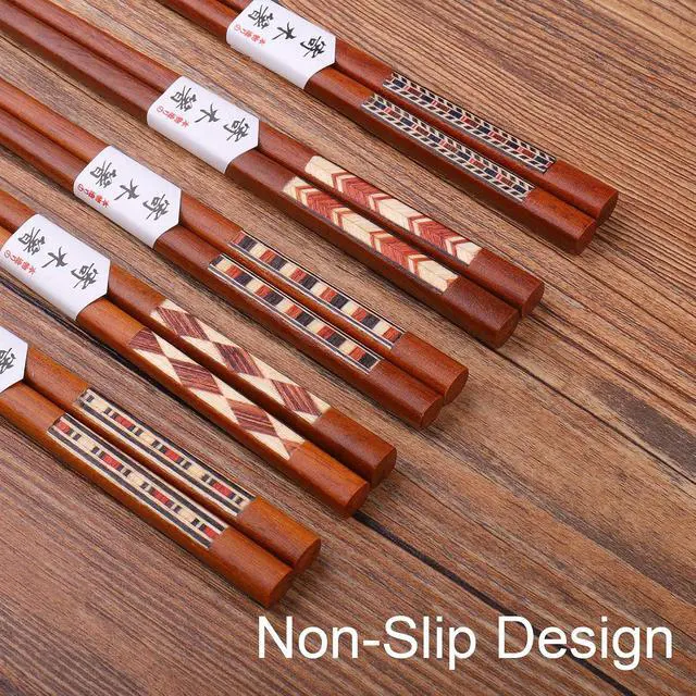 Alt view image 4 of 7 - GLAMFIELDS Reusable Chopsticks Japanese Natural Wooden 5 Pairs Classic Style Lightweight Safe Chop Sticks 8.8 Inch/22.5cm Gift Set