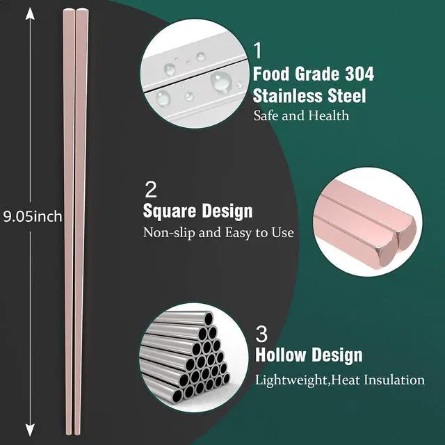 Alt view image 2 of 7 - GLAMFIELDS Metal Reusable Chopsticks, 5 Pairs, Chop Sticks,Multicolor