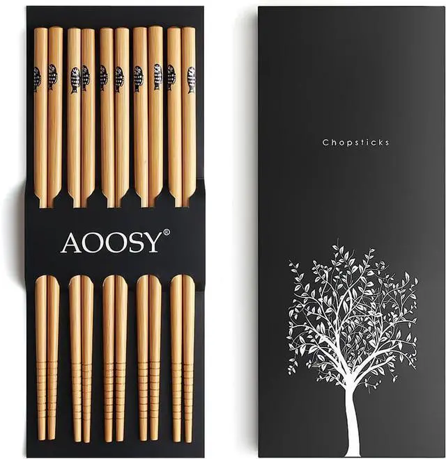 Main image of AOOSY 5-Pair Reusable Bamboo Chopsticks, Classic Japanese Style Chop Sticks