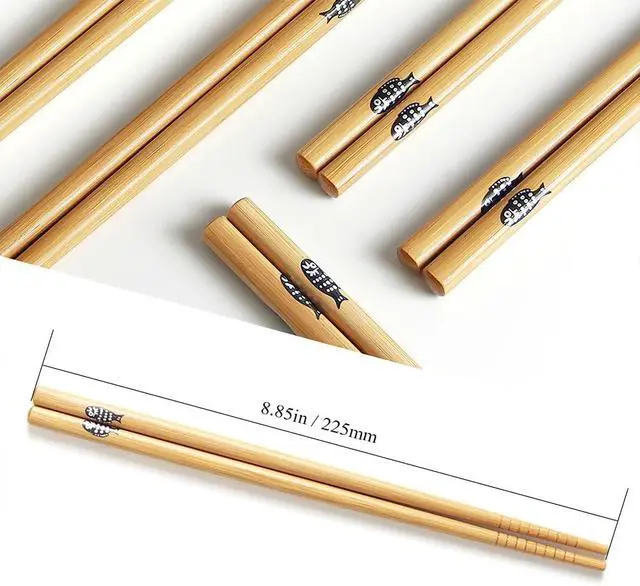 Alt view image 2 of 7 - AOOSY 5-Pair Reusable Bamboo Chopsticks, Classic Japanese Style Chop Sticks
