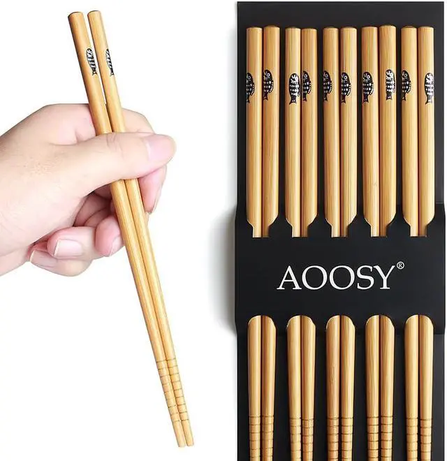 Alt view image 7 of 7 - AOOSY 5-Pair Reusable Bamboo Chopsticks, Classic Japanese Style Chop Sticks