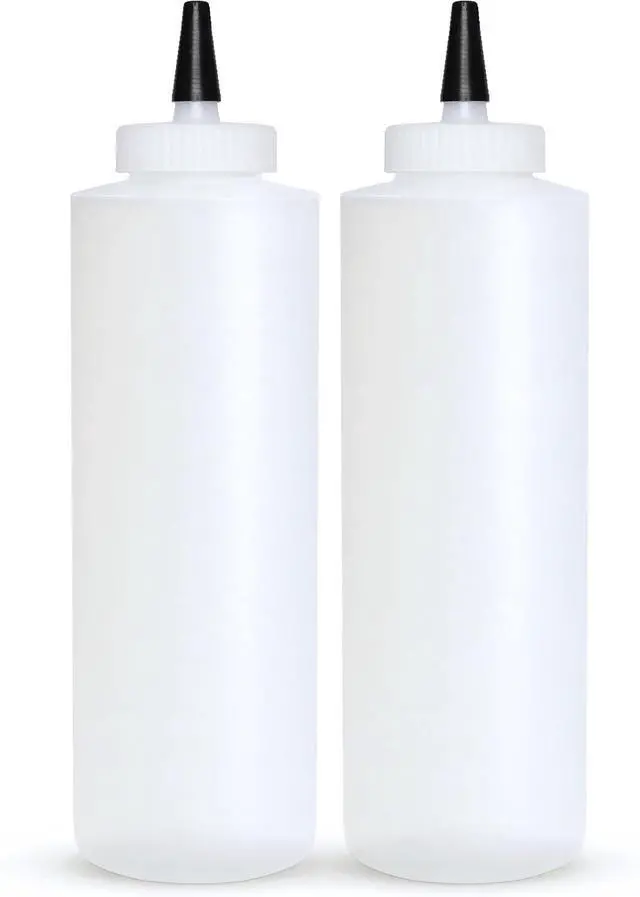 Main image of BRIGHTFROM Condiment Squeeze Bottles 16 OZ Wide Neck, Empty Squirt Bottles - Removable Top-Cap, Leak Proof for Ketchup, Mustard, Syrup, Sauces, Dressing, Oil, Arts & Crafts, BPA FREE Plastic - 2 PACK