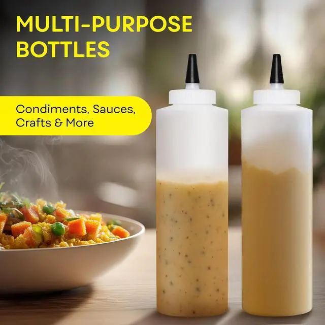 Alt view image 4 of 7 - BRIGHTFROM Condiment Squeeze Bottles 16 OZ Wide Neck, Empty Squirt Bottles - Removable Top-Cap, Leak Proof for Ketchup, Mustard, Syrup, Sauces, Dressing, Oil, Arts & Crafts, BPA FREE Plastic - 2 PACK