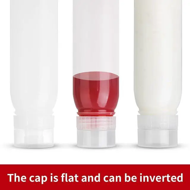 Alt view image 2 of 7 - Condiment Porous Squeeze Bottles for Sauces, Salad Dressing, Ketchup 3-Pack 14 oz, Syrup Dispenser, Great for BBQ Sauce, Oil, Food-Grade PE Material