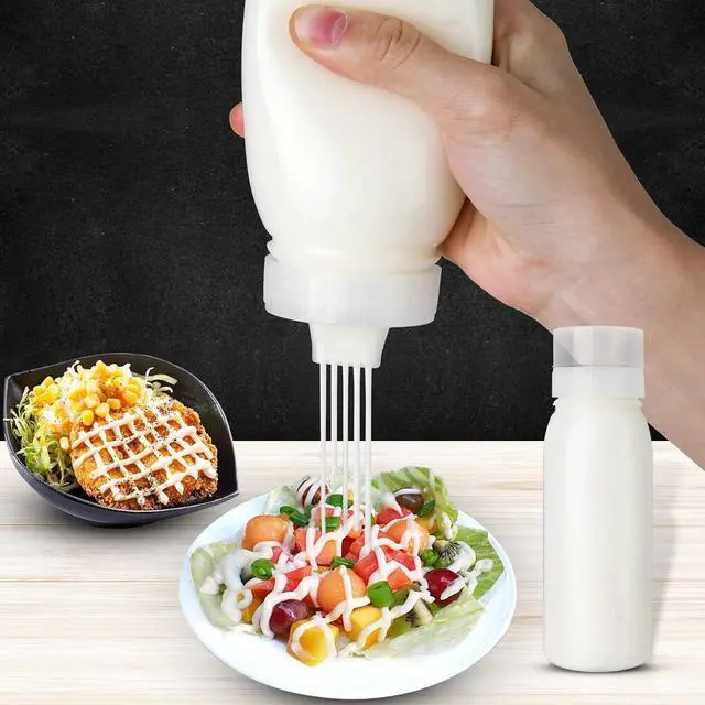 Alt view image 7 of 7 - Condiment Porous Squeeze Bottles for Sauces, Salad Dressing, Ketchup 3-Pack 14 oz, Syrup Dispenser, Great for BBQ Sauce, Oil, Food-Grade PE Material