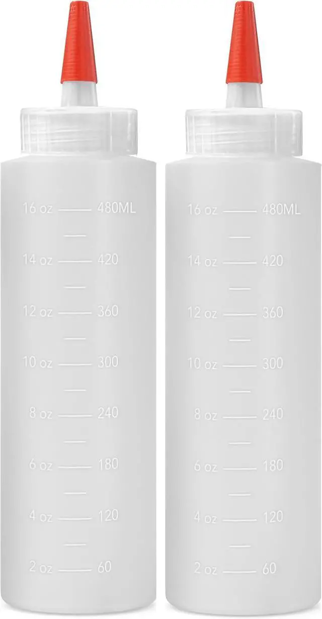 Main image of 2-pack Plastic Squeeze Bottles for Sauces - 16oz Condiment Squeeze Bottles