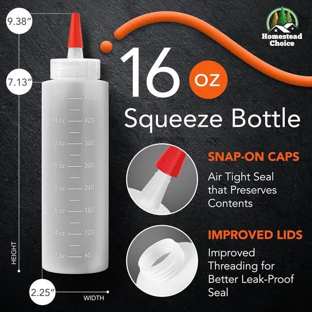 Alt view image 2 of 6 - 2-pack Plastic Squeeze Bottles for Sauces - 16oz Condiment Squeeze Bottles