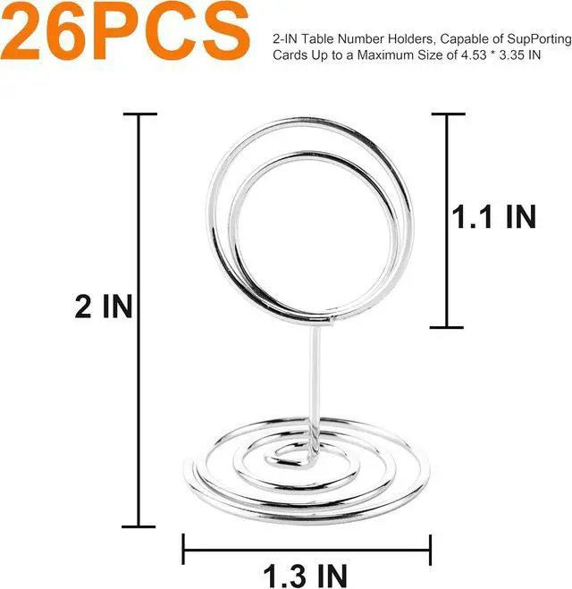 Alt view image 2 of 7 - Table Number Holders, 26PCS Place Card Holder, Photo Holder (2" Silver)