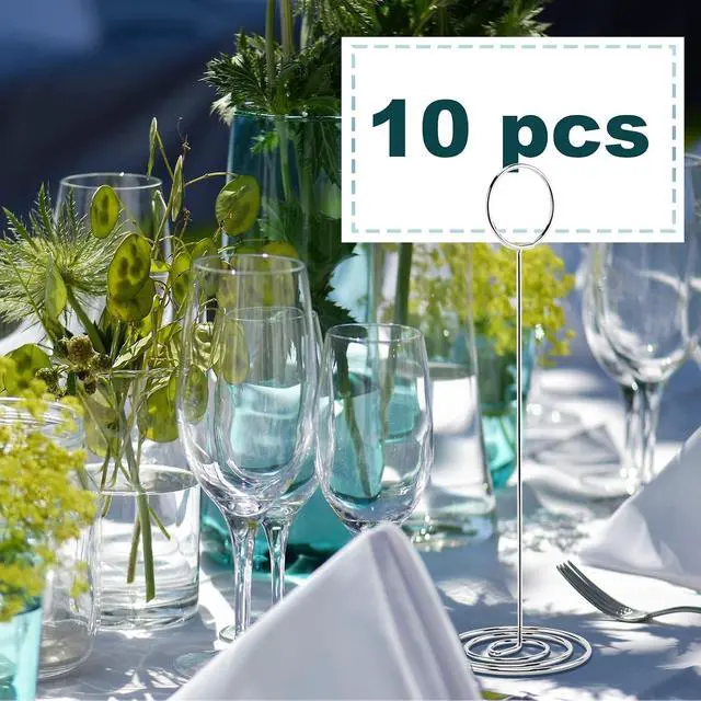 Alt view image 3 of 7 - Table Number Holders, 10PCS Place Card Holder, Photo Holder (8.7" Silver)