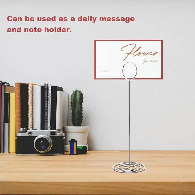 Alt view image 7 of 7 - Table Number Holders, 10PCS Place Card Holder, Photo Holder (8.7" Silver)