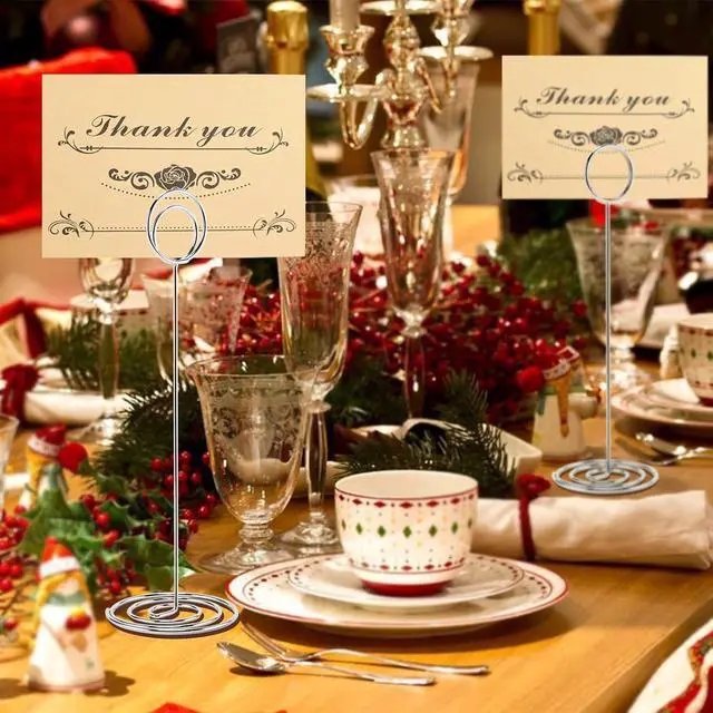 Alt view image 6 of 7 - Table Number Holders, 10PCS Place Card Holder, Photo Holder (8.7" Silver)