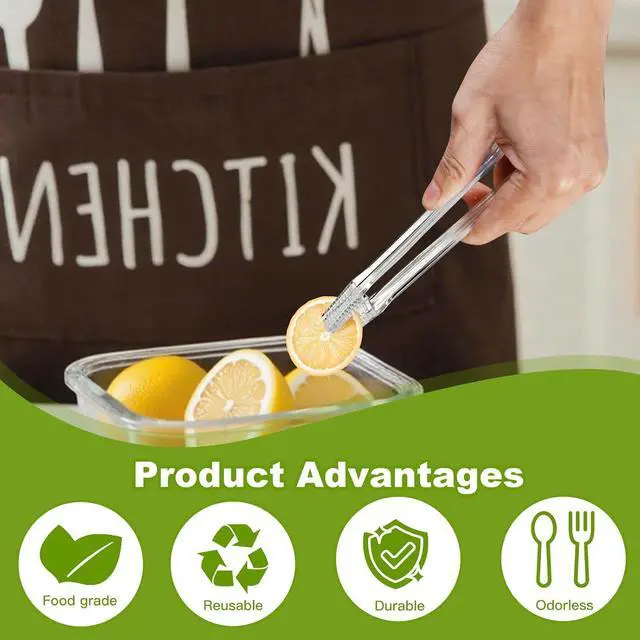 Alt view image 4 of 7 - Ninsula 12 PCS Plastic Serving Tongs, 6.3 Inches Disposable Clear Tongs