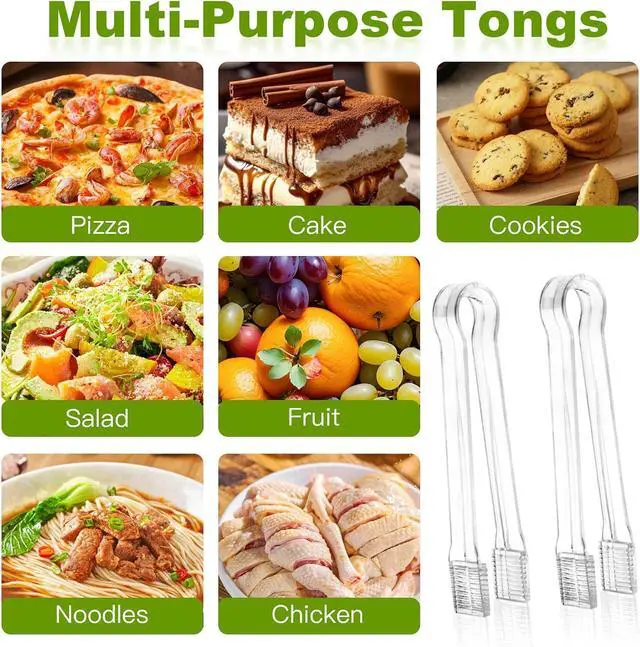 Alt view image 7 of 7 - Ninsula 12 PCS Plastic Serving Tongs, 6.3 Inches Disposable Clear Tongs